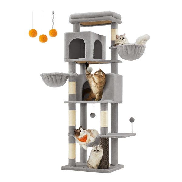 Feandrea 69-Inch Tall Cat Tower with 2 Caves UPCT182G01