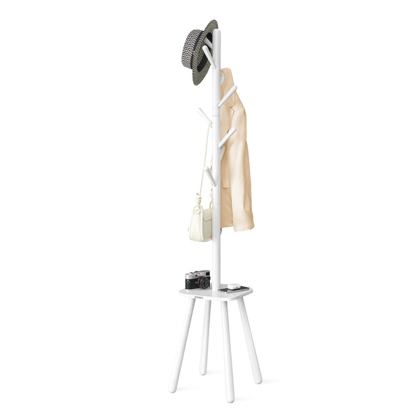 VASAGLE Hall Coat Tree with 8 Hooks and Storage Shelf URCR033W01