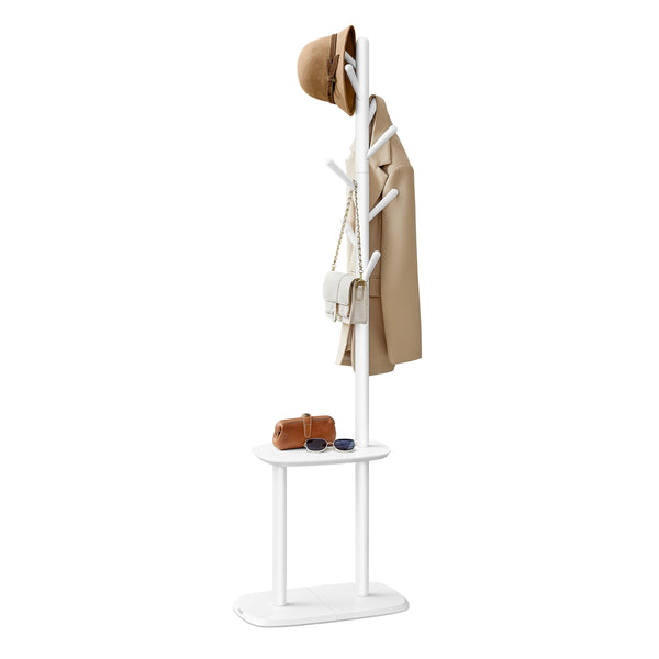 VASAGLE Coat Rack with 8 Hooks and Storage Shelf URCR040W01