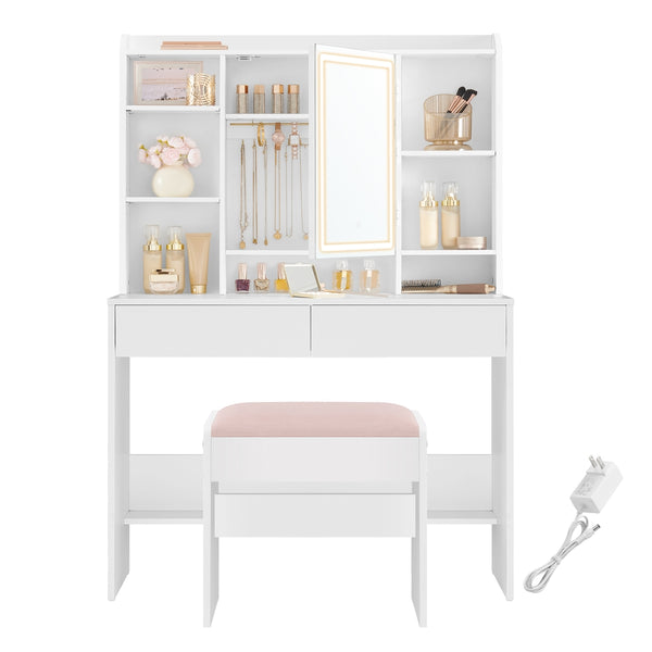 VASAGLE Kailyn Collection - Vanity Desk with Dimmable LED Lights URDT131W01