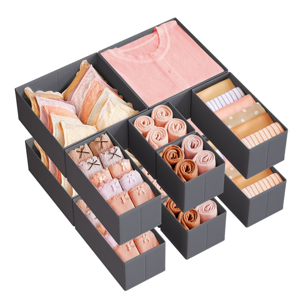 SONGMICS Foldable Fabric Storage Bins for Socks, Underwear, Bras, Ties, Scarves URDZ006G03