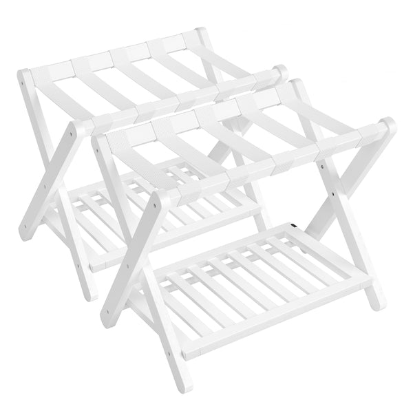 SONGMICS Solid Wood Luggage Racks, Set of 2, No Assembly Required, Foldable Suitcase Stand, Luggage Holder URLR021W01