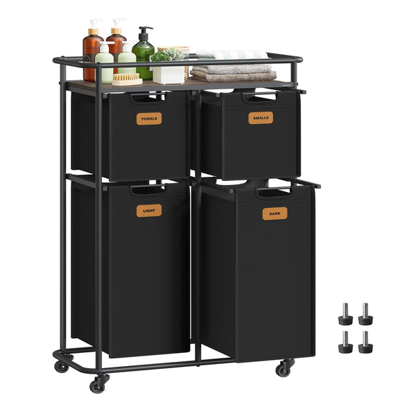 VASAGLE Portable Laundry Cart with Shelf URLS100B01