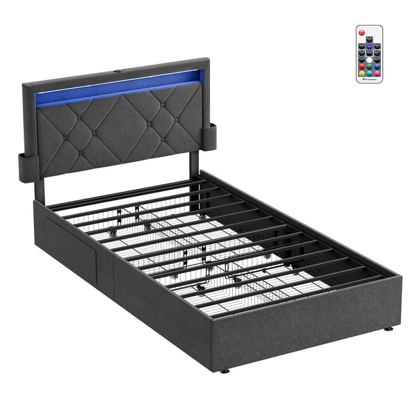 VASAGLE VASAGLE LED Bed Frame Twin Size URMB823G71