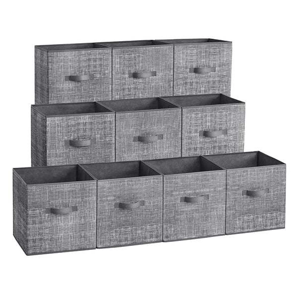 SONGMICS SONGMICS Storage Cubes, Non-Woven Fabric Bins with Double Handles, Set of 10, Closet Organizers for Shelves, Foldable, for Clothes UROB126G01