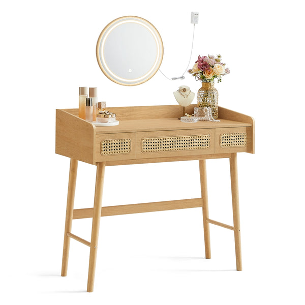 SONGMICS HOME BOHOVEN Collection - Vanity Desk with Mirror and Lights URVT007Y02