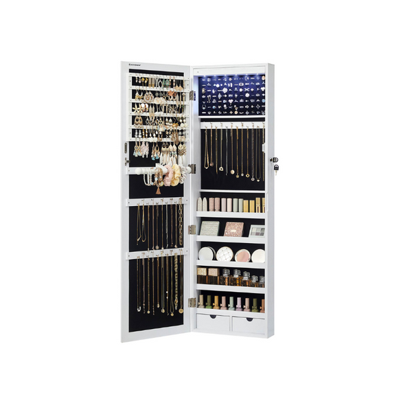 SONGMICS 47.2"H White Hanging Jewelry Armoire UJJC93W