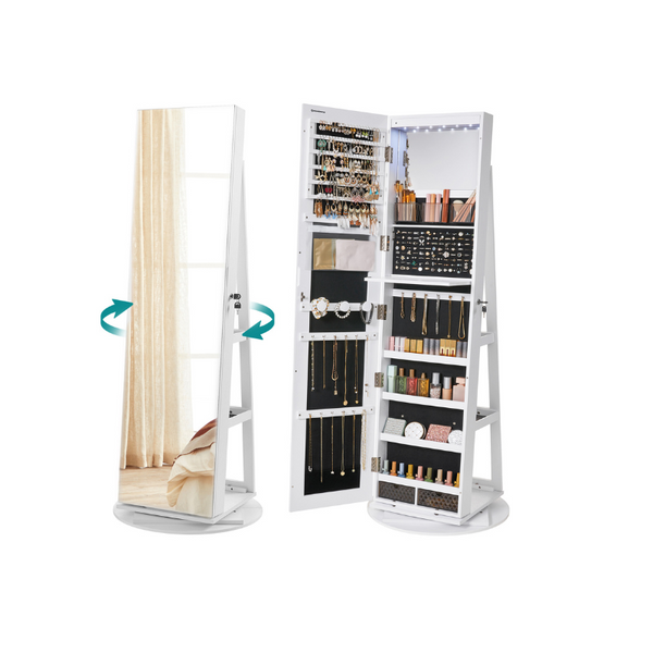 SONGMICS 6 LEDs Lockable Mirror Jewelry Cabinet B34UJJC007W01