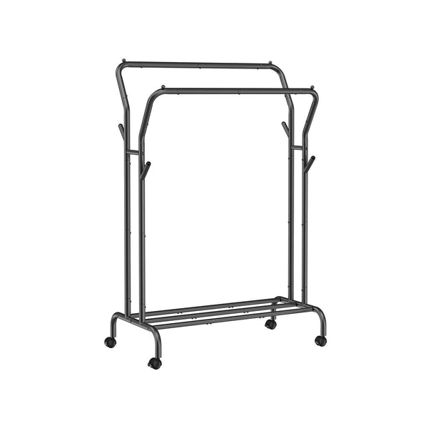 SONGMICS Double-Rod Clothes Rack with Wheels 40.7 Inches UHSR107B01