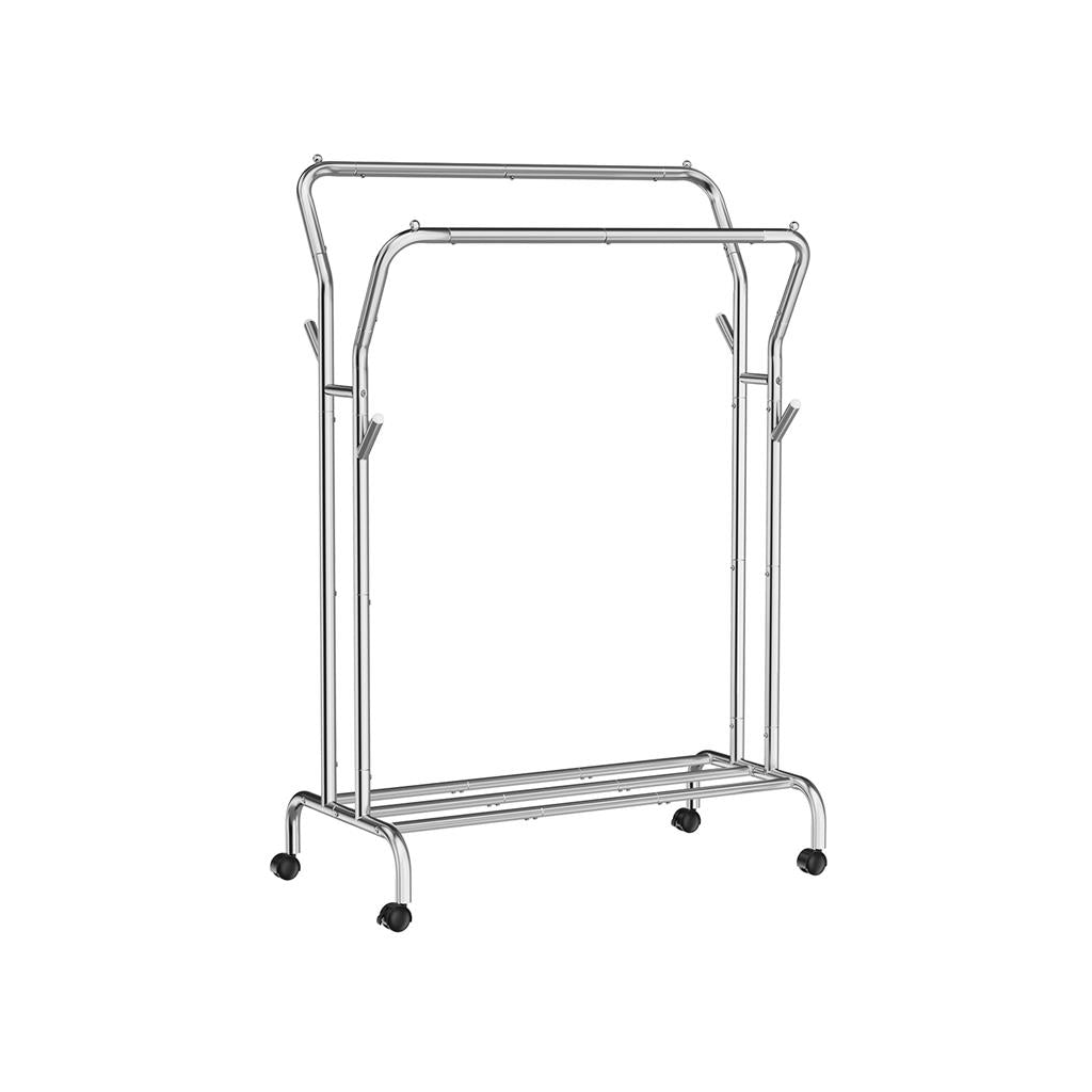 DoubleRod Clothing Rack with Wheels
