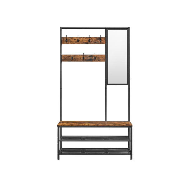 VASAGLE Coat Rack Shoe Bench with Mirror UHSR415B01