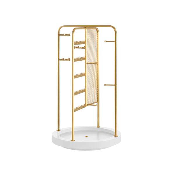 SONGMICS Rotating Jewellery Stand with a Bottom Tray Champagne UJJS023A01