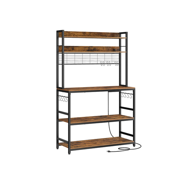 VASAGLE Hutch Bakers Rack with Power Outlet UKKS038B01