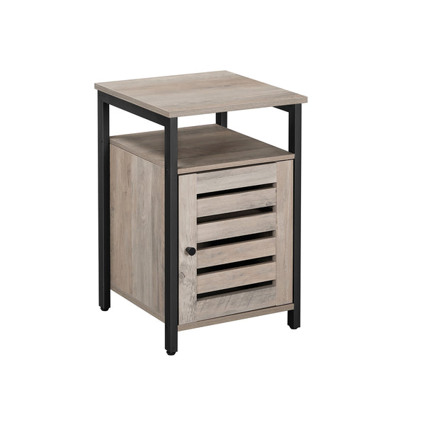 VASAGLE Industrial Rustic Brown End Table with Cabinet ULET062B02