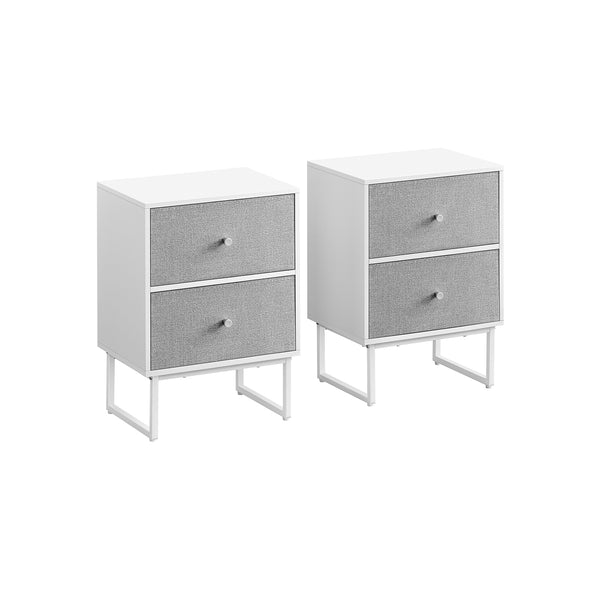VASAGLE Set of 2 Bed Side Tables with Fabric Drawers Cloud White and Dove ULGS229W14