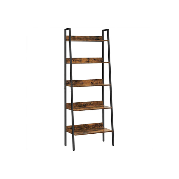 VASAGLE Brown & Black 5-Tier Storage Ladder Shelf ULLS067B01