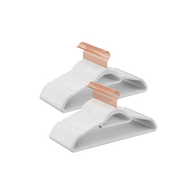 Set van 50 Antislip Fluweel Roze Kleerhangers met Draaibare Haken Set van 50 Antislip Fluweel Roze Kleerhangers met Draaibare Haken