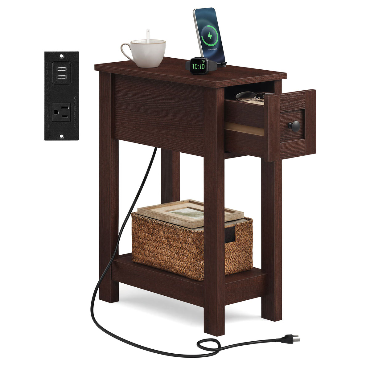 Farmhouse End Table with Storage Drawer