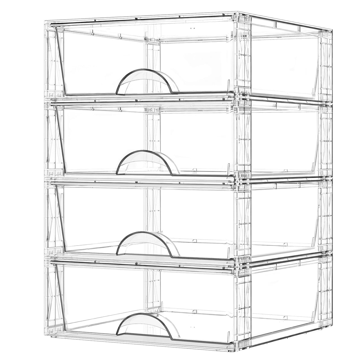 SONGMICS 4 Pack Extra Wide Stackable Storage Drawers, Clear Organizer