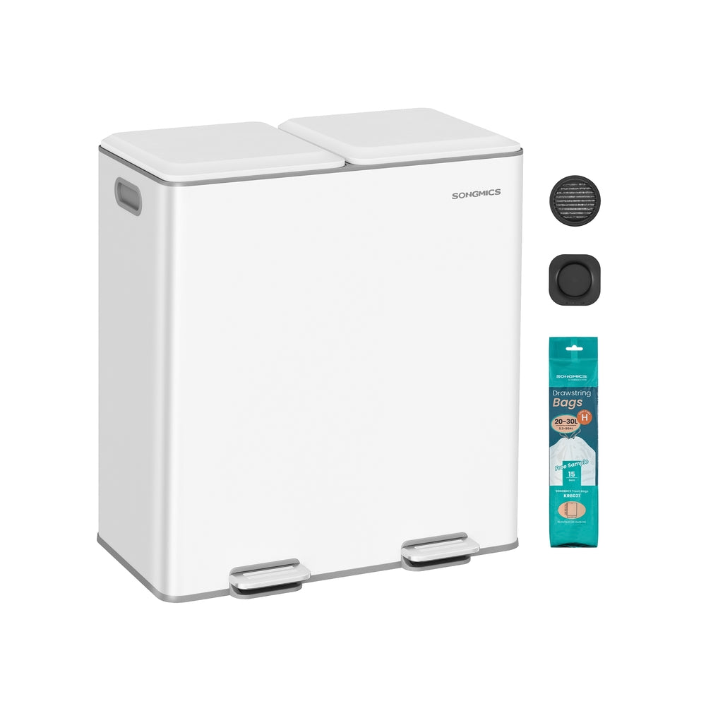 Double Garbage Can with Soft-Close Lids and Removable Inner Buckets