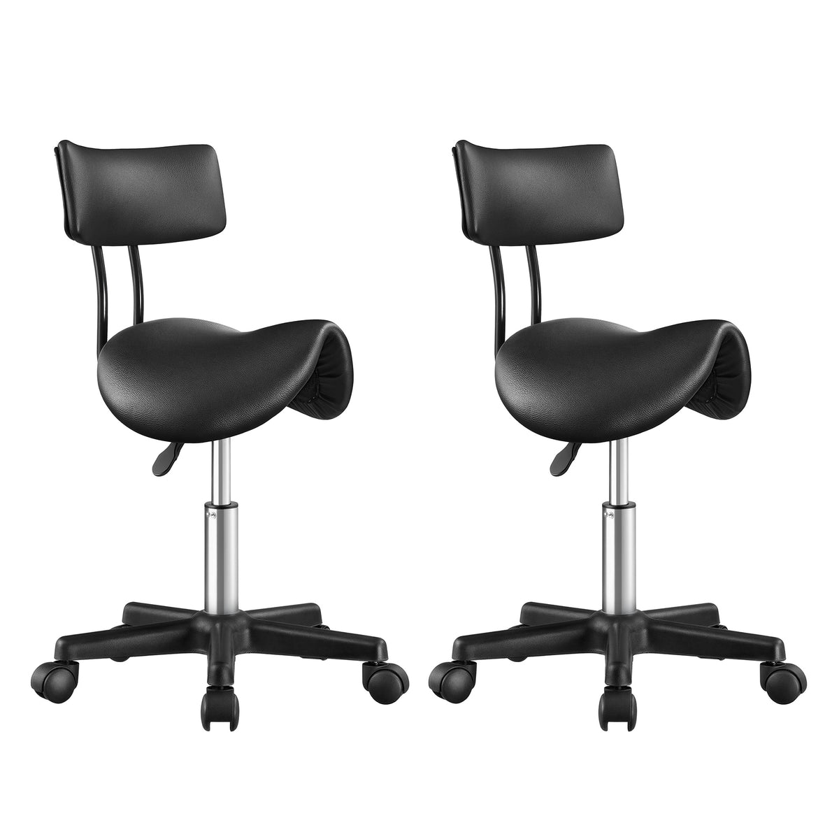 SONGMICS Saddle Stool with Wheels Set of 2, Rolling Saddle Stools