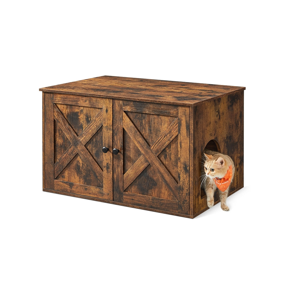 Feandrea Cat Litter Box Enclosure, Litter Box Furniture Hidden with Removable Divider, Indoor Cat House, End Table, 31.5 x 20.9