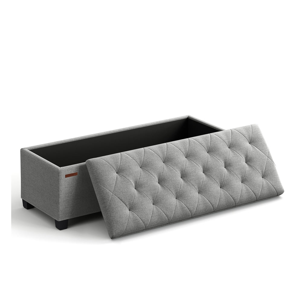 SONGMICS storage ottoman bench with linen-look fabric