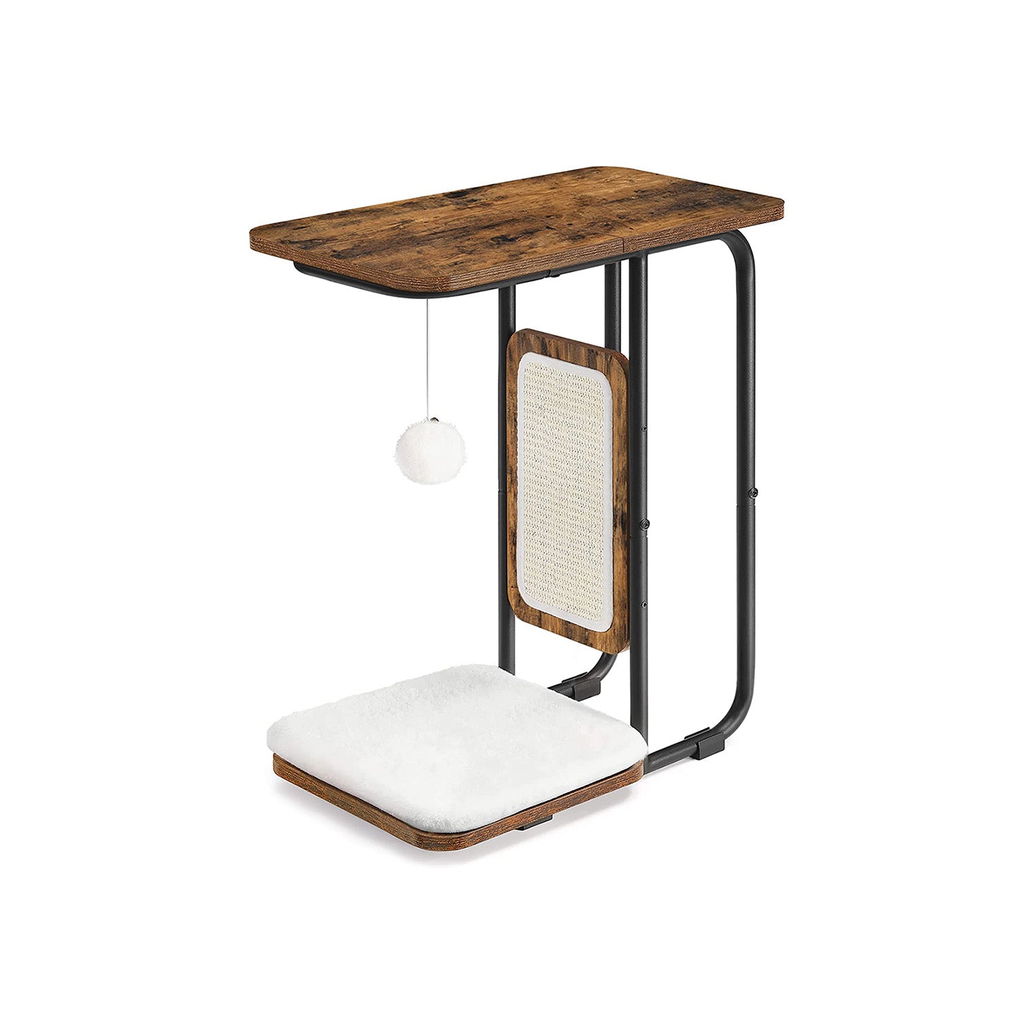 Cat Pattern Table Rectangle Feandrea C-Shaped Cat Table with Scratching Board | SONGMICS HOME