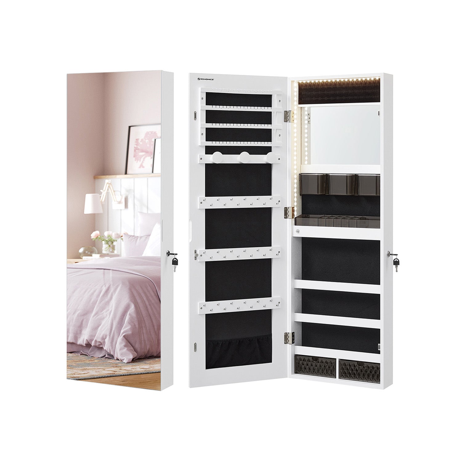 SONGMICS Jewelry Armoire Organizer with LED Lights SONGMICS HOME